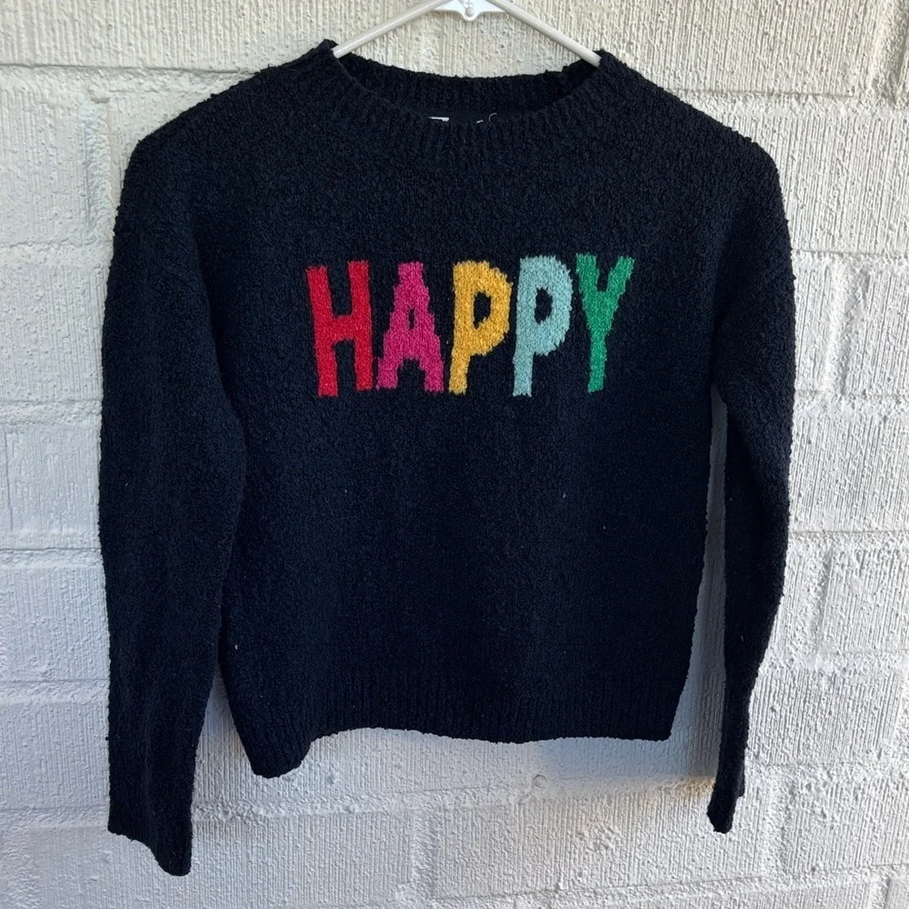 Gap Girls Kids Colorful 'Happy' Navy Blue Sweater sz L